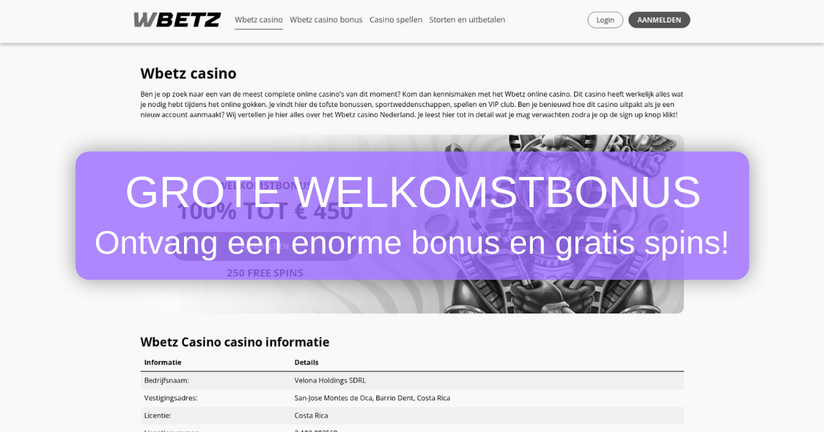 Wbetz Casino welcome bonus