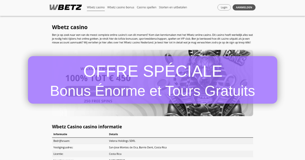 Wbetz Casino welcome bonus