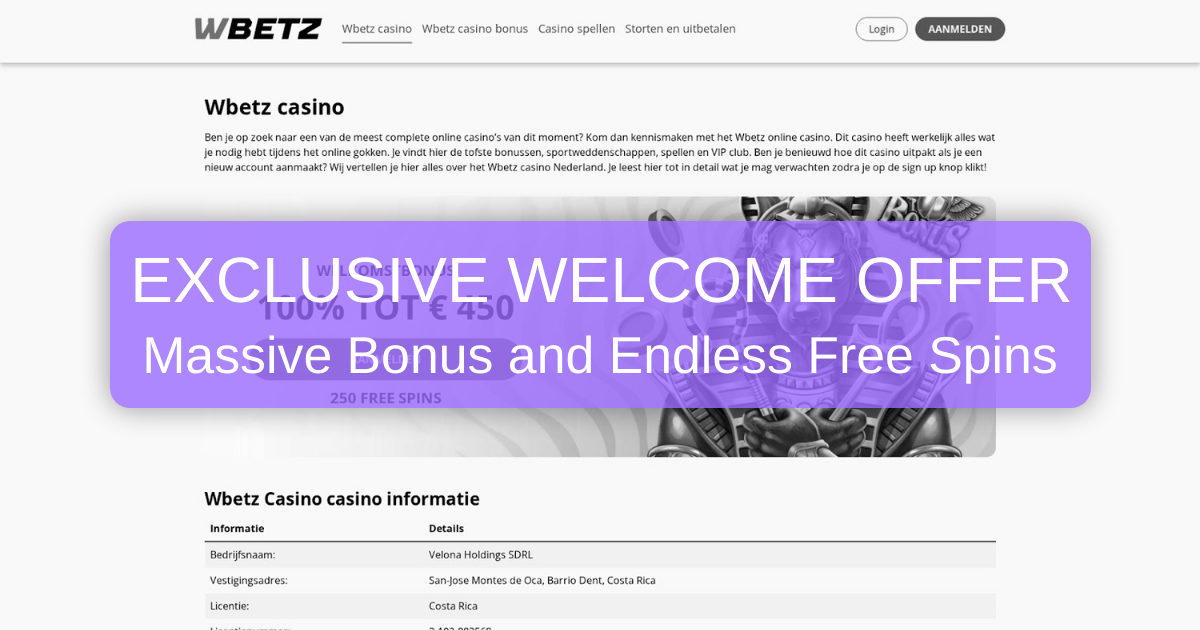 Wbetz Casino welcome bonus