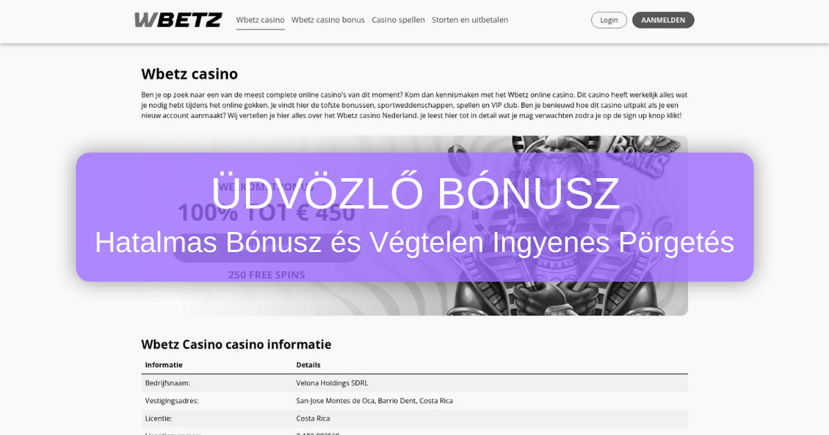 Wbetz Casino welcome bonus